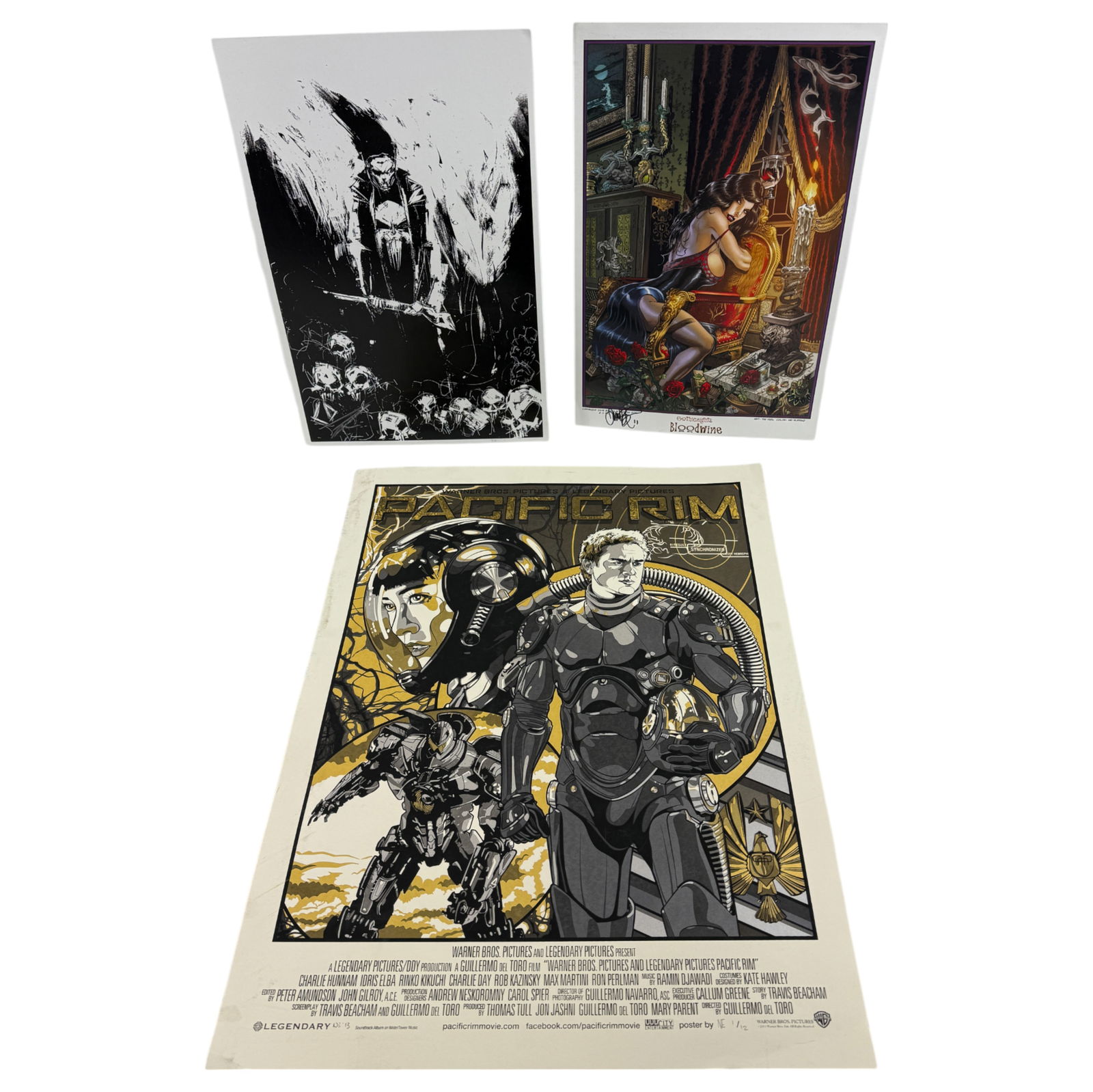 Warner Bros Pacific Rim Poster 1/2, signed Gothicknights Bloodwine poster, and signed Marvel (1 of 8)
