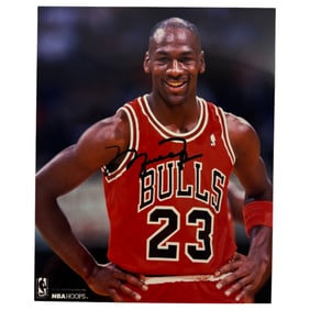 Vintage NBA Bulls Basketball Color Photo Signed Michael Jordan 8 x 10
