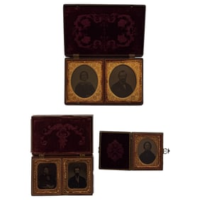 TinType Antique Victorian Civil War Period Photos With Their Origional Frame and Backing Lot of 3