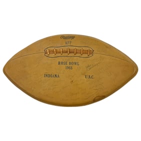 1967 Indiana Hooseris Big Ten Champs Team Signed 1968 Rose Bowl Football. 50+ Signatures.