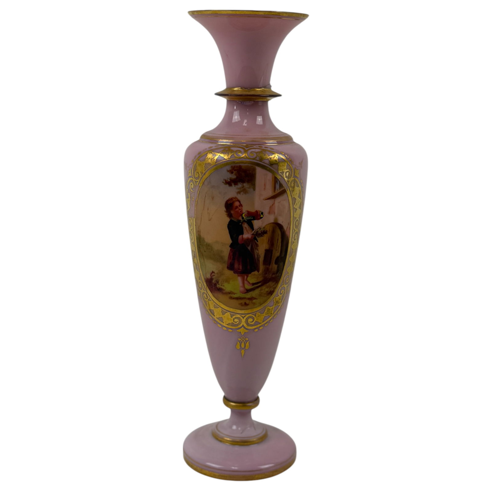 PINK Opline BACCARAT Glass Vase 13.5" (1 of 6)