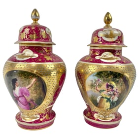 PAIR OF 19TH CENTURY PORCELAIN ROYAL VIENNA VASES