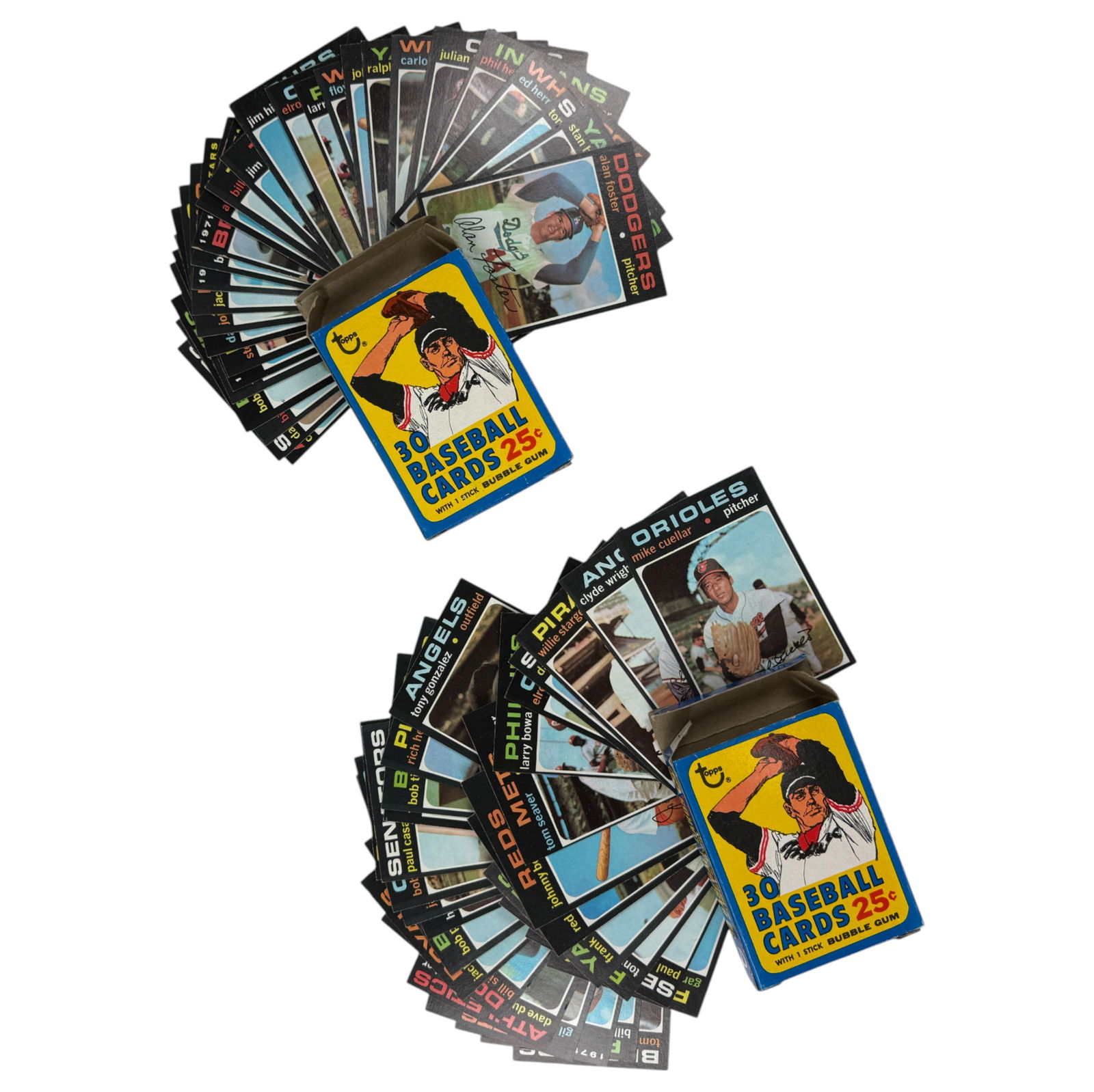 1970s Topps Baseball Cello Pack Trading Card Collection Lot of 2 packs 60 cards (1 of 3)