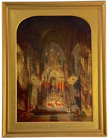 David Roberts, R.A. (1796-1864) - Interior of a Church Oil on Canvas, Signed Dated 1849