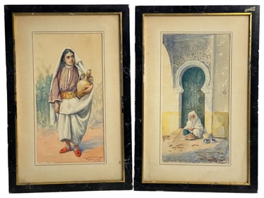 Enrique Marin - Watercolor on Paper, Pair of Paintings