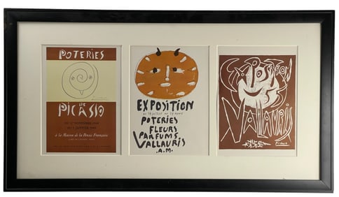 Original Pablo Picasso Triptych Exhibition Posters in Frame