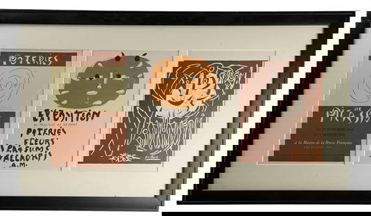 Original Pablo Picasso Triptych Exhibition Posters in Frame: Original Pablo Picasso Triptych Exhibition Posters in Frame. Size with frame: 39 1/2" x 22".