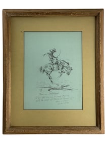 Olaf Wieghorst - "A Much Needed repose" 1959 Ink on Paper, Signed