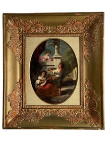 Narcisse Virgilio Díaz - Oil on Wood Panel Serenade Painting