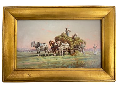 Oil on Board American West Painting Signed Campbell