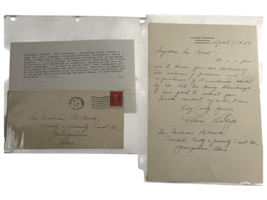 Calvin Coolidge (1872-1953) Hand Written and Signed Letter Dated 1929 with Original Envelope