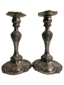 Pair of Tiffany & Co. Antique Sterling Silver Candlestick Holders