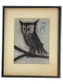 Bernard Buffet - "Le Petit Hibou" (Little Owl) One of Eleven Original Lithographs 1967 with COA