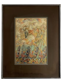Ricardo Zapien De La Loza (Colombian) - Ink and Watercolor Original Cubist Painting