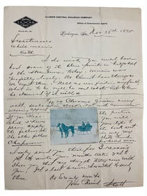 Illinois Central Railroad Company - Office of Commercial Agent 1895 Hand Written Letter
