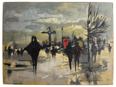 Max Gunther (1934-1974) - "London" 1956 Signed Oil on Canvas