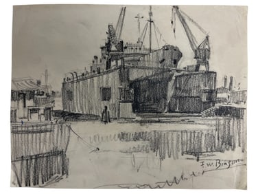 Frank Weston Benson (1862-1951) - Signed Pencil Maritime Art Drawing