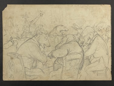 John Tenniel (1820-1914) Sketch On Paper Signed Lower Left