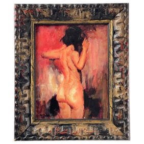 Oil on Canvas - Nude Woman Signed Fabien, Paris 2008