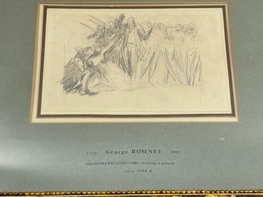 George Romney (1734-1802) - John Howard Visiting a Prison c. 1790-4 Pencil Drawing