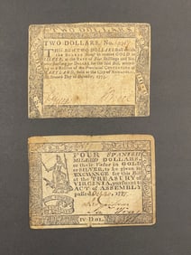 1775 & 1777 Two and Four Colonial Dollars