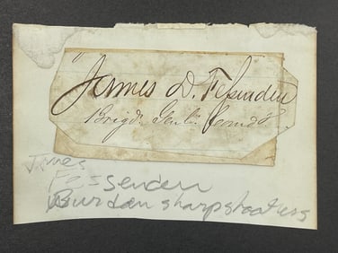 Brigadier General James Deering Fessenden 1833-1882 US Civil War General Cut Signature