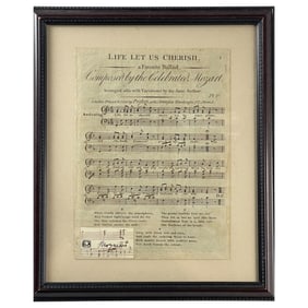 Wolfgang Amadeus Mozart (1756-1791) Signed Cut Signature W/ Music Notes