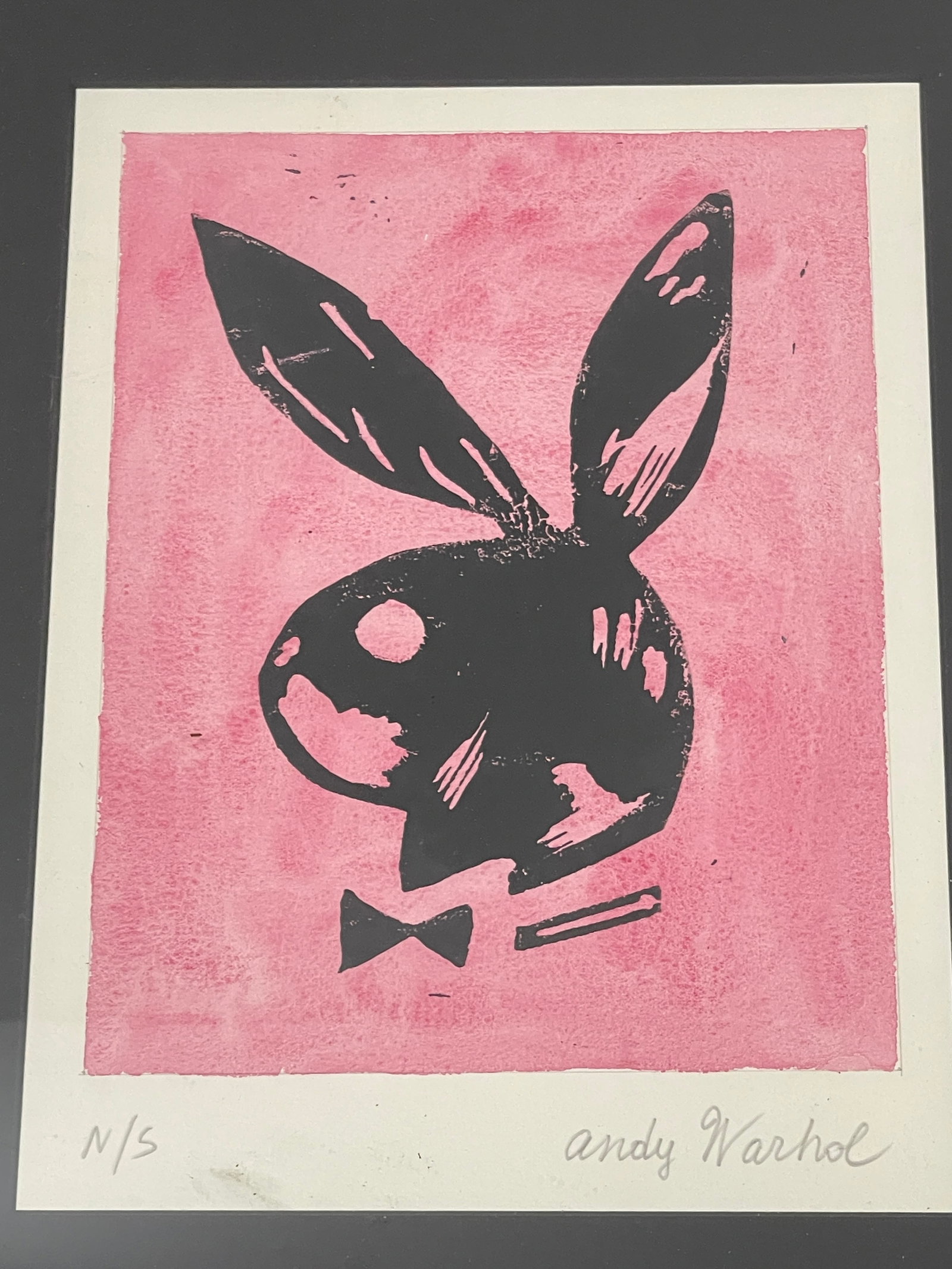 Andy Warhol Playboy Bunny Lithograph Signed Lower Right 13"X16" Framed (1 of 5)