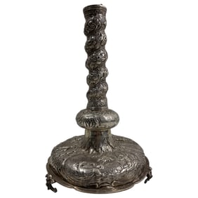 Antique 950 Silver Candlestick Holder with Intricate Design