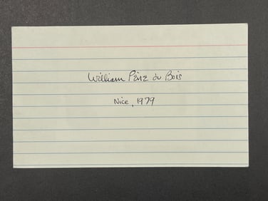 William Pene du Bois (American Writer, 1916-1993) 1979 Cut Signature with Small Airplane Sketch on