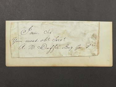 Alfred Napoleon Duffie (1833-1880) US Civil War Union Army Brigadier General Cut Signature