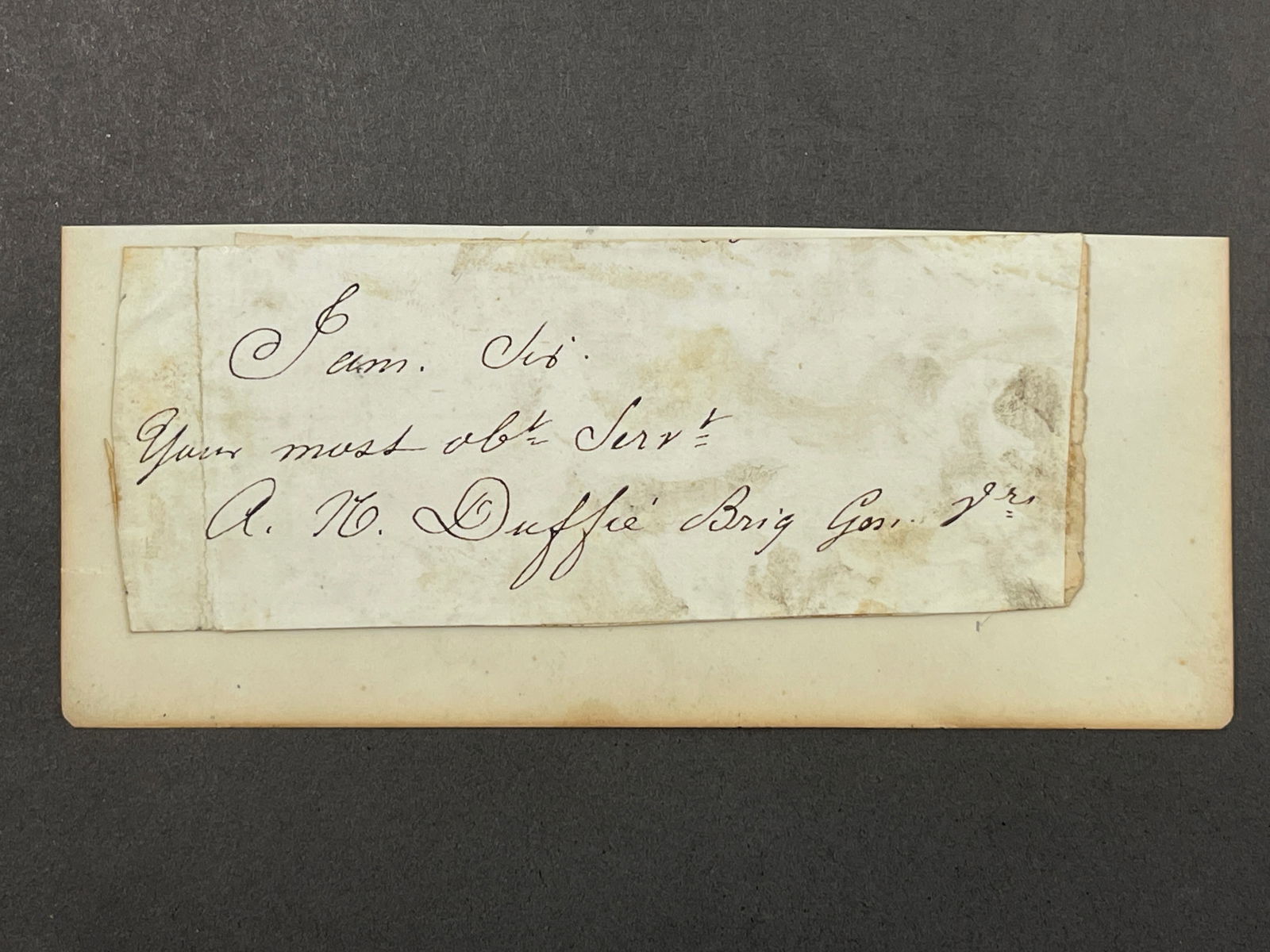 Alfred Napoleon Duffie (1833-1880) US Civil War Union Army Brigadier General Cut Signature (1 of 4)