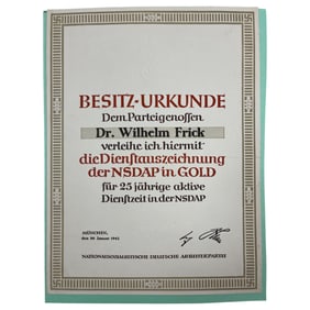 WW2 German 1942 National Socialist German Workers' Party Invitation Signed by Adolf Hitler