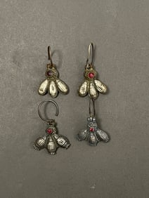 Roman-Byzantine 8-9 Century AD Earring Pairs with Center Gemstone