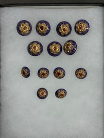Traditional Indian Meenakari Buttons with Set Stones
