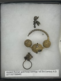 Ancient Roman Gold Hoop Earrings from 1st-3td Century AD