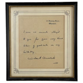 Winston Churchill Signed Letter Note Framed