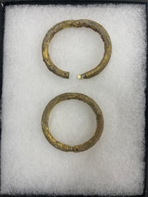 Ancient Mixed Metal Cuff Bracelet Pair Jewelry