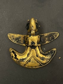 Pre Colombian Tairona Tumbaga Pendant Macaw Bird Mixed Metal