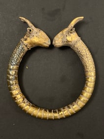 Ancient Greek Roman Ram Head Large Cuff Bracelet Mixed Metal