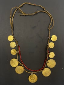 Ancient Islamic Tribal Coin Necklace Mixed Metal