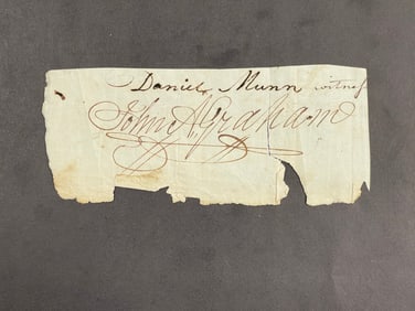 Early 19th-Century Cut Signature of John A. Graham with Witness Daniel Nunn