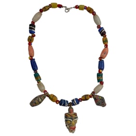 AN ANCIENT MOSAIC GLASS BEAD NECKLACE