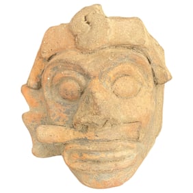 Ancient Aztec Pottery Head Pre Columbian