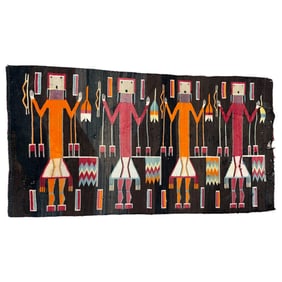 Vintage Rare Navajo Yei Rug – Native American Textile