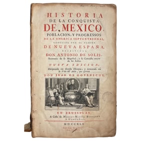 Antique Historia De La Conquista De Mexico Hardcover Book