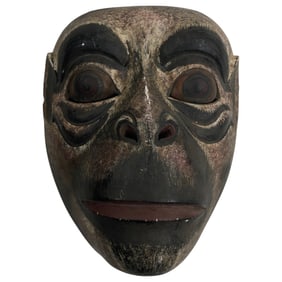 Antique Japanese Kagura Carved Wood Mask