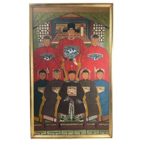 Chinese Oil on Canvas Painting of Imperial Family Ancestor's Protrait
