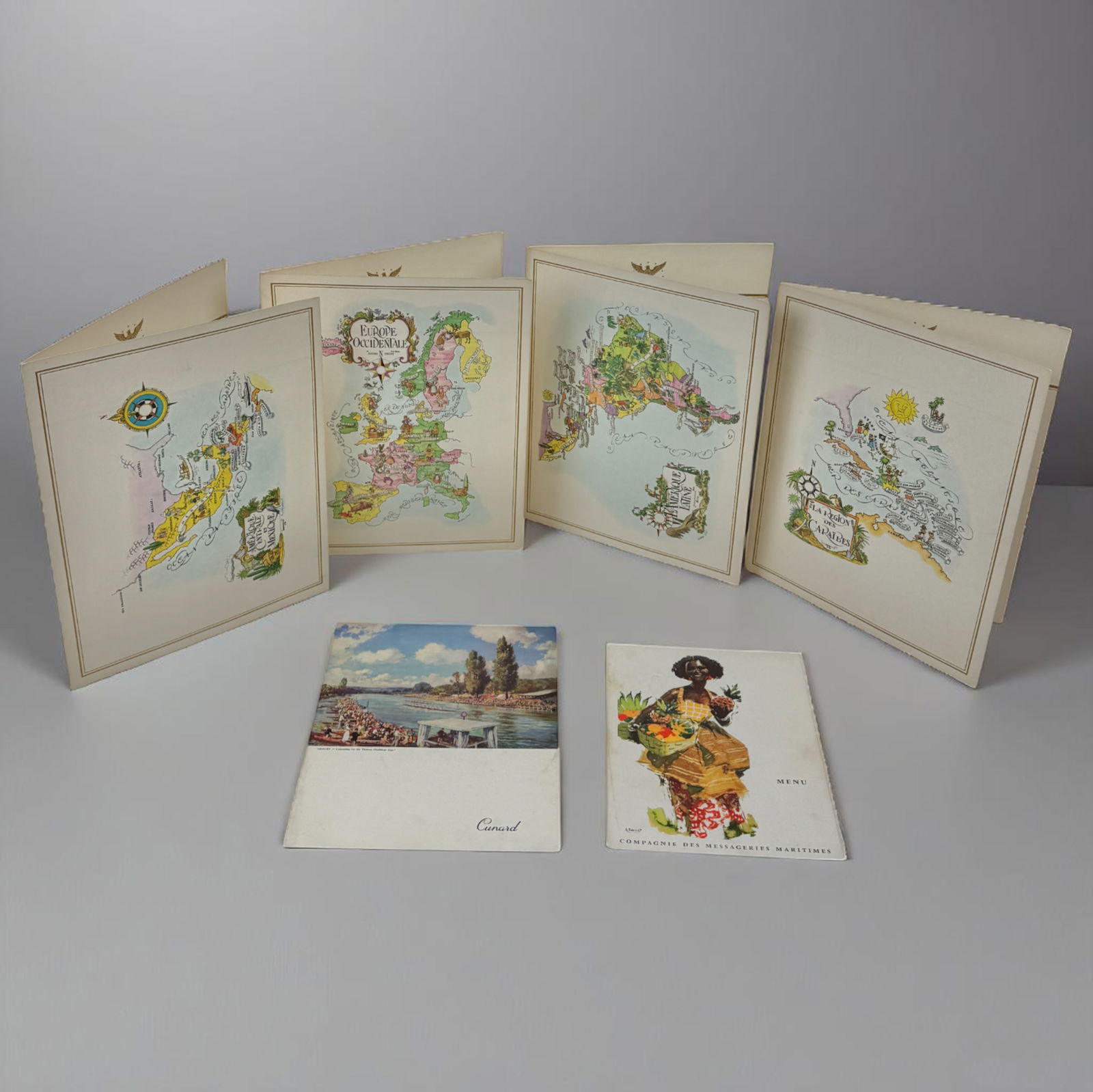 Vintage 1960s Pan American Airways First Class Menu w/ Europe Map Lithograph (1 of 3)