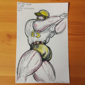 Vintage Randy Coleman Pen And Colored Pencil, Home Run King